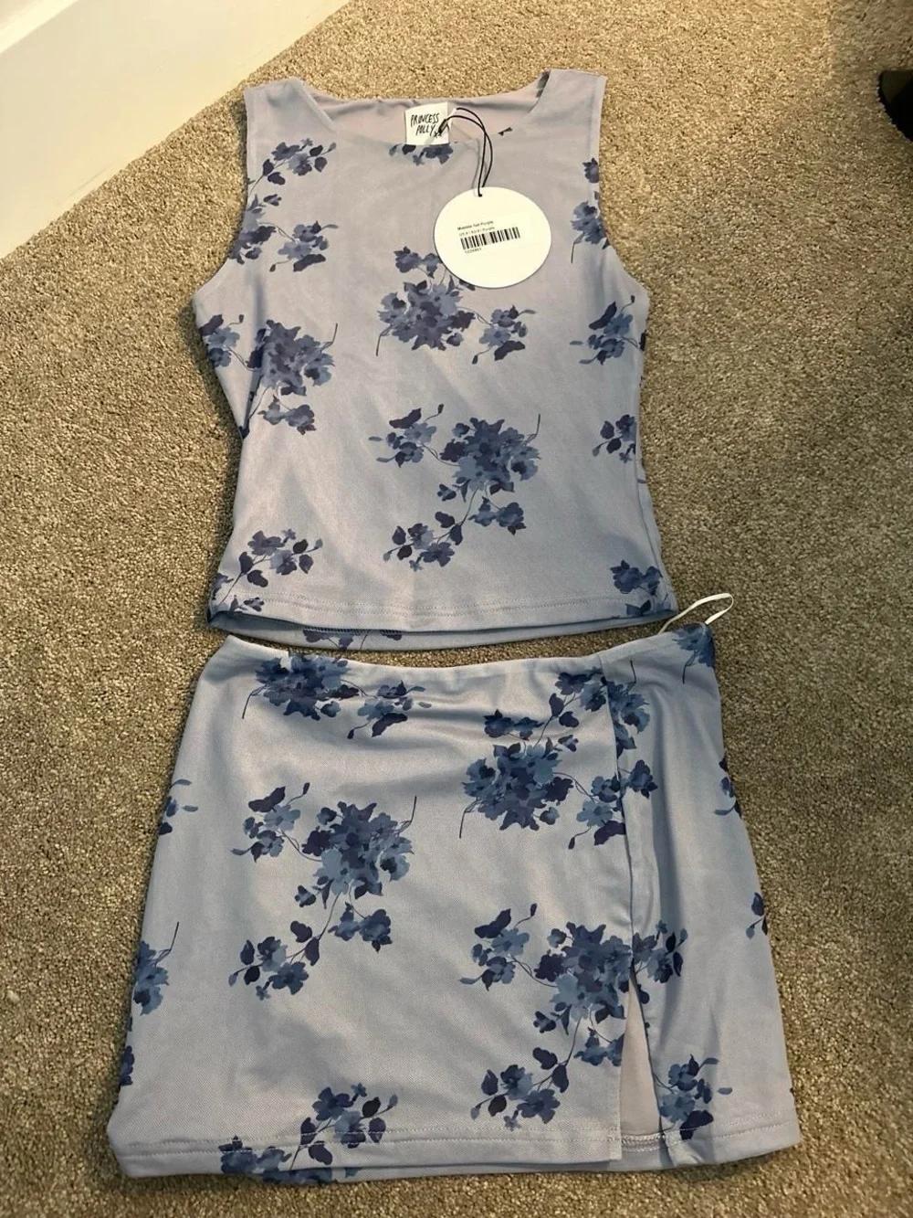 Princess Polly Lavender Floral Crop Top & Mini Skort Set